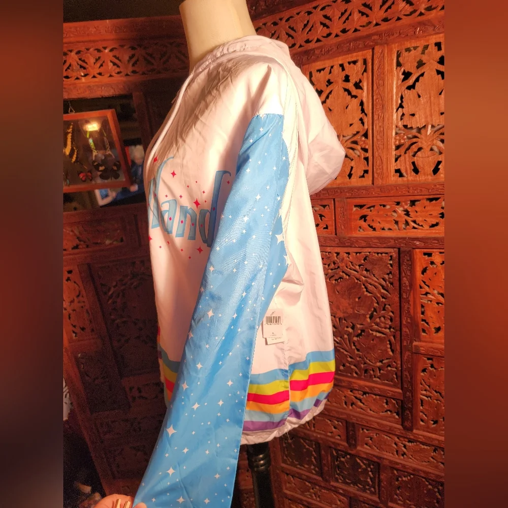 NWT Disney Fantasyland Classic Hooded Windbreaker with Rainbow Stripe, Size XL - Picture 4 of 8